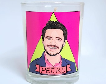 Pedro Pascal Glass Votive Candle // LGBTQ Altar Candle