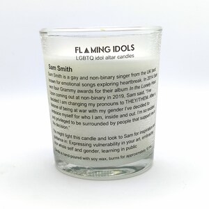 Sam Smith Glass Votive Candle // LGBTQ Idol Altar Candle image 2