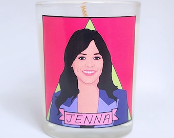 Jenna Ortega Glass Votive Candle // LGBTQ Altar Candle