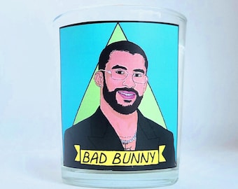Bad Bunny Glass Votive Candle // LGBTQ Altar Candle