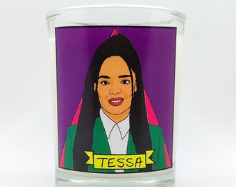 Tessa Thompson Glass Votive Candle // LGBTQ Altar Candle