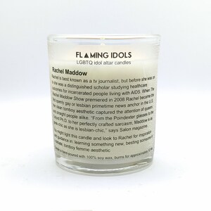 Rachel Maddow Glass Votive Candle // LGBTQ Altar Candle image 2