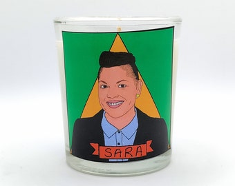 Sara Ramirez Glass Votive Candle // LGBTQ Idol Altar Candle