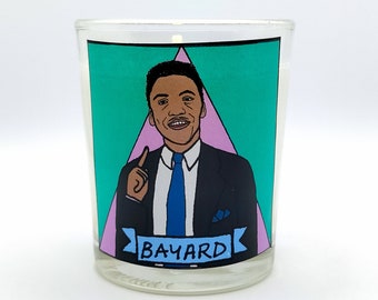 Bayard Rustin Glass Votive Candle // LGBTQ Altar Candle