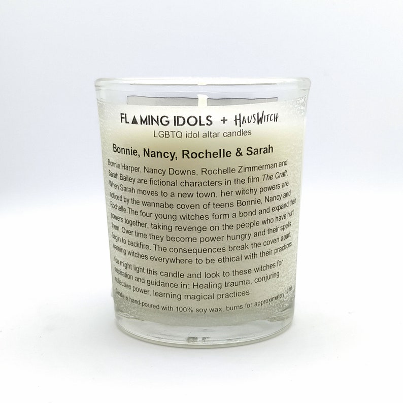 The Craft: Bonnie, Nancy, Sarah & Rochelle Glass Votive Candle // LGBTQ Altar Candle image 2