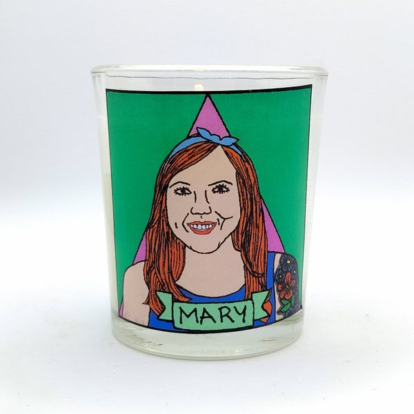 Mary Lambert Glass Votive Candle // LGBTQ Altar Candle