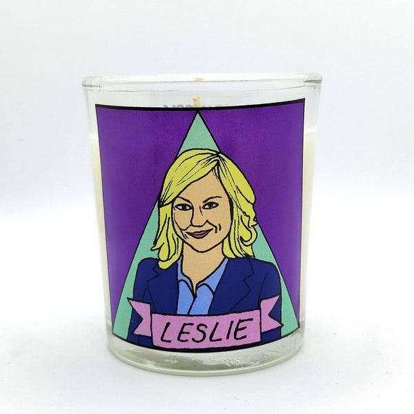 Leslie Knope Glass Votive Candle // LGBTQ Altar Candle