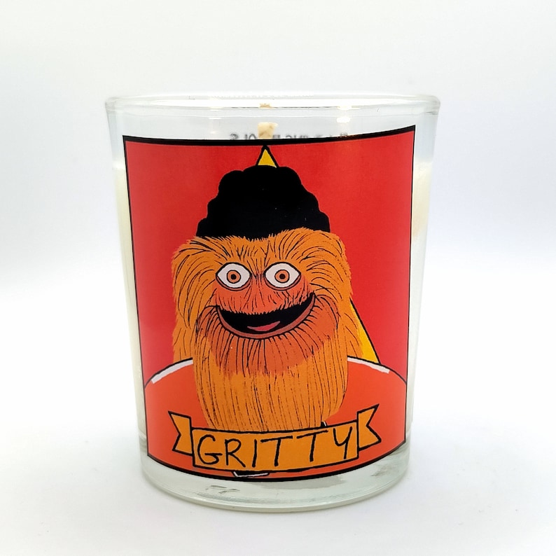 Philadelphia Gritty Glass Votive Candle // LGBTQ Altar Candle image 1