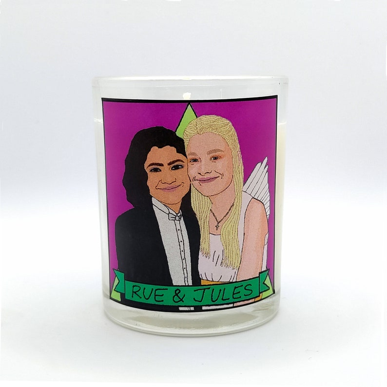 Euphoria: Rue & Jules Glass Votive Candle // LGBTQ Altar Candle image 1