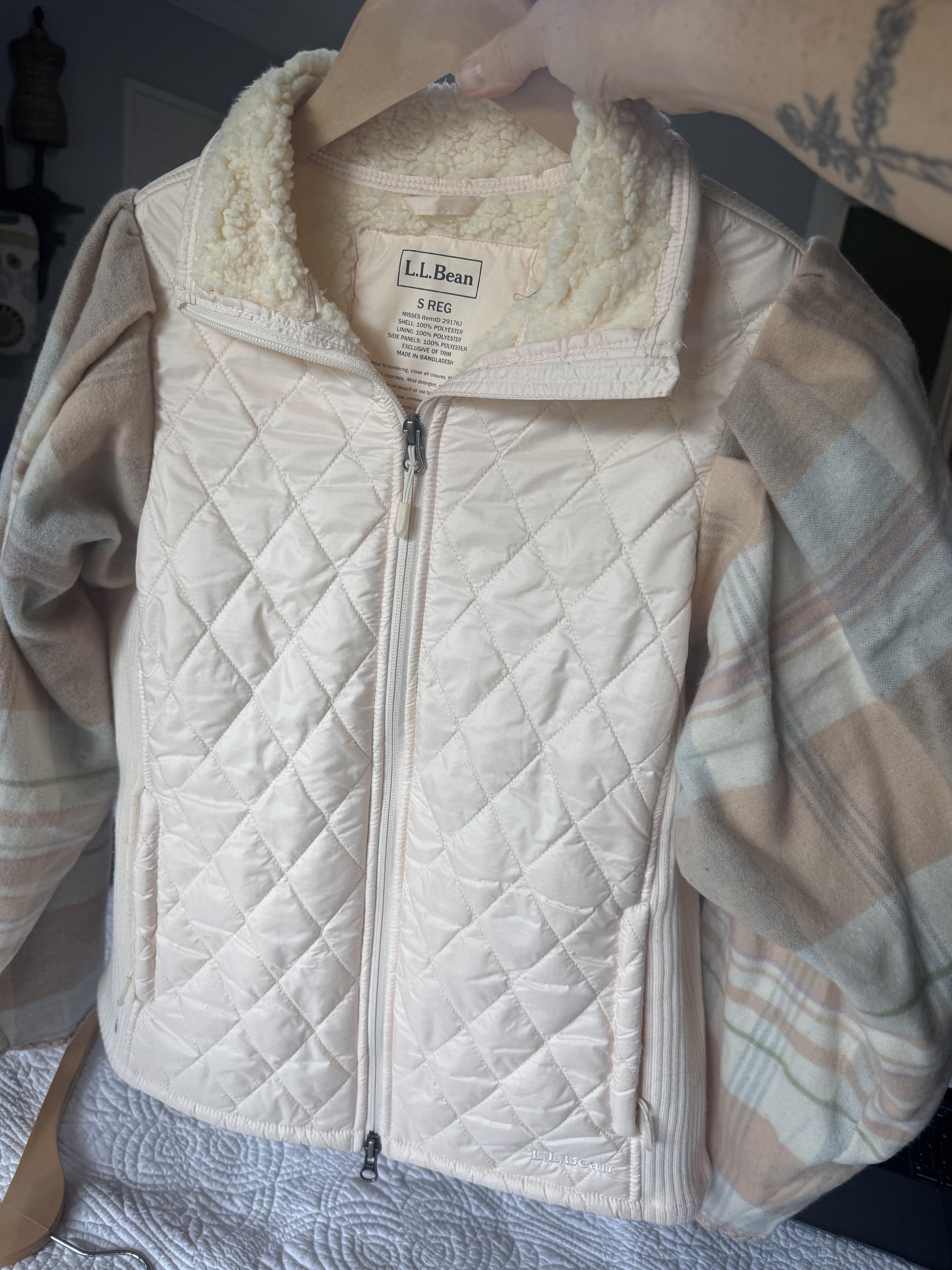 L.L.Bean, LLBean Sherpa Vest with Vintage Blanket Puffed Sleeves