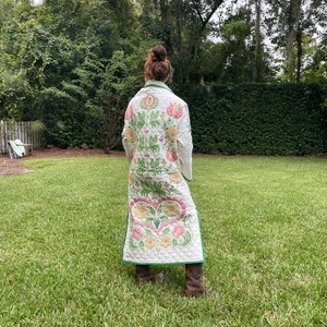 One of a Kind Duster Style Hand Stitched Vintage Quilt Coat PERFECT FOR EASTER