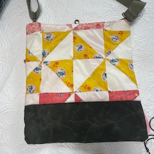 One of a Kind Vintage Quilt Fold-over Transitional Tote Bag