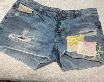 short en denim patchwork vintage