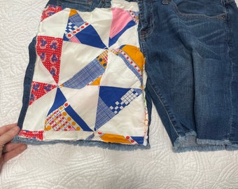 short en denim patchwork vintage