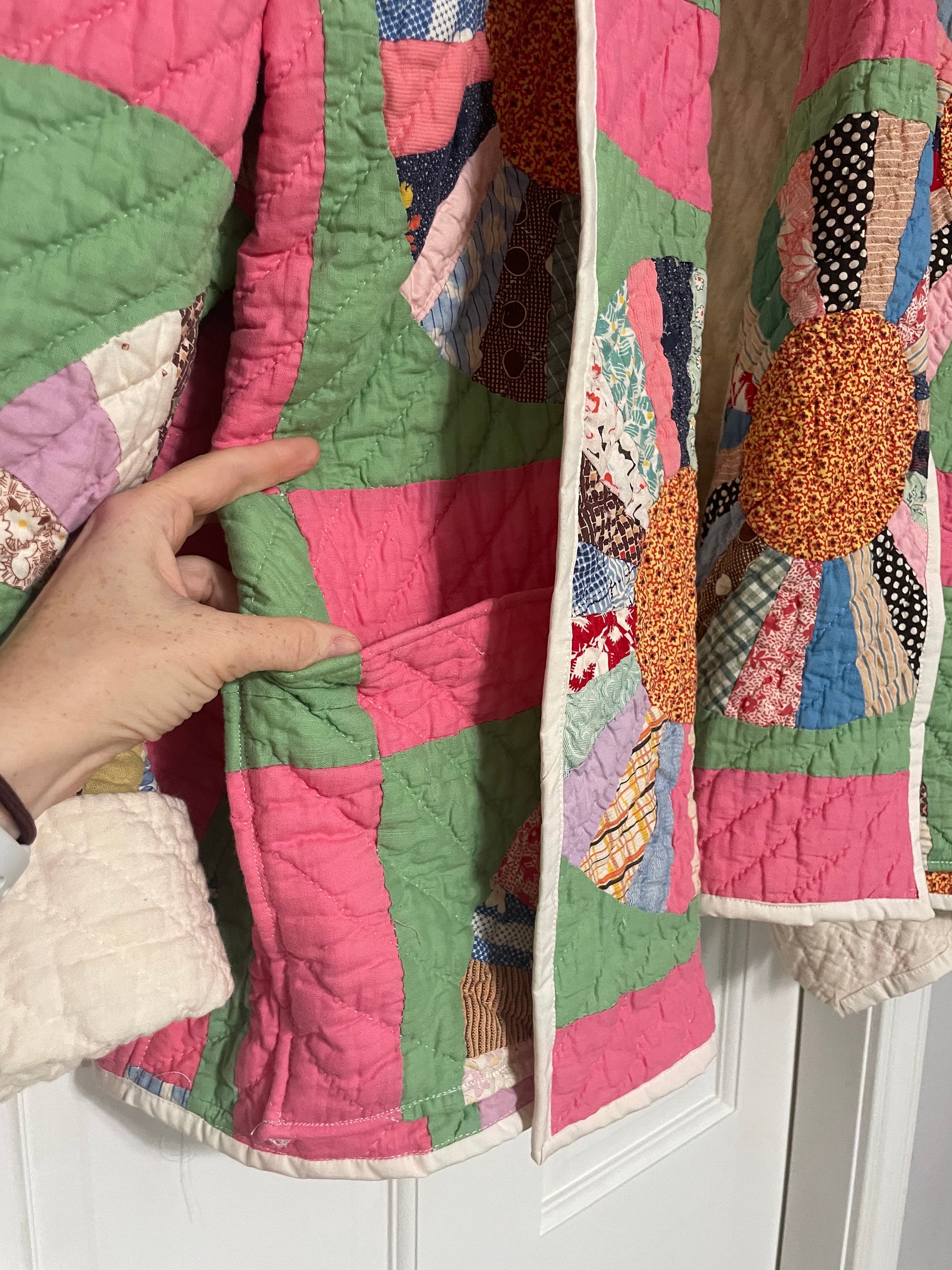 One of A Kind Quilt Coat, Dresden Pattern With Amazing Bright Pinks and ...