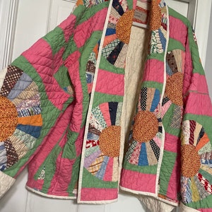 One of A Kind Quilt Coat, Dresden Pattern With Amazing Bright Pinks and ...