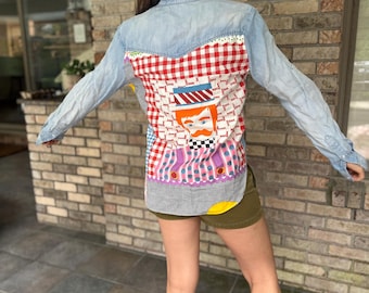 Women’s Denim Shirt with Vintage Patch Size Small