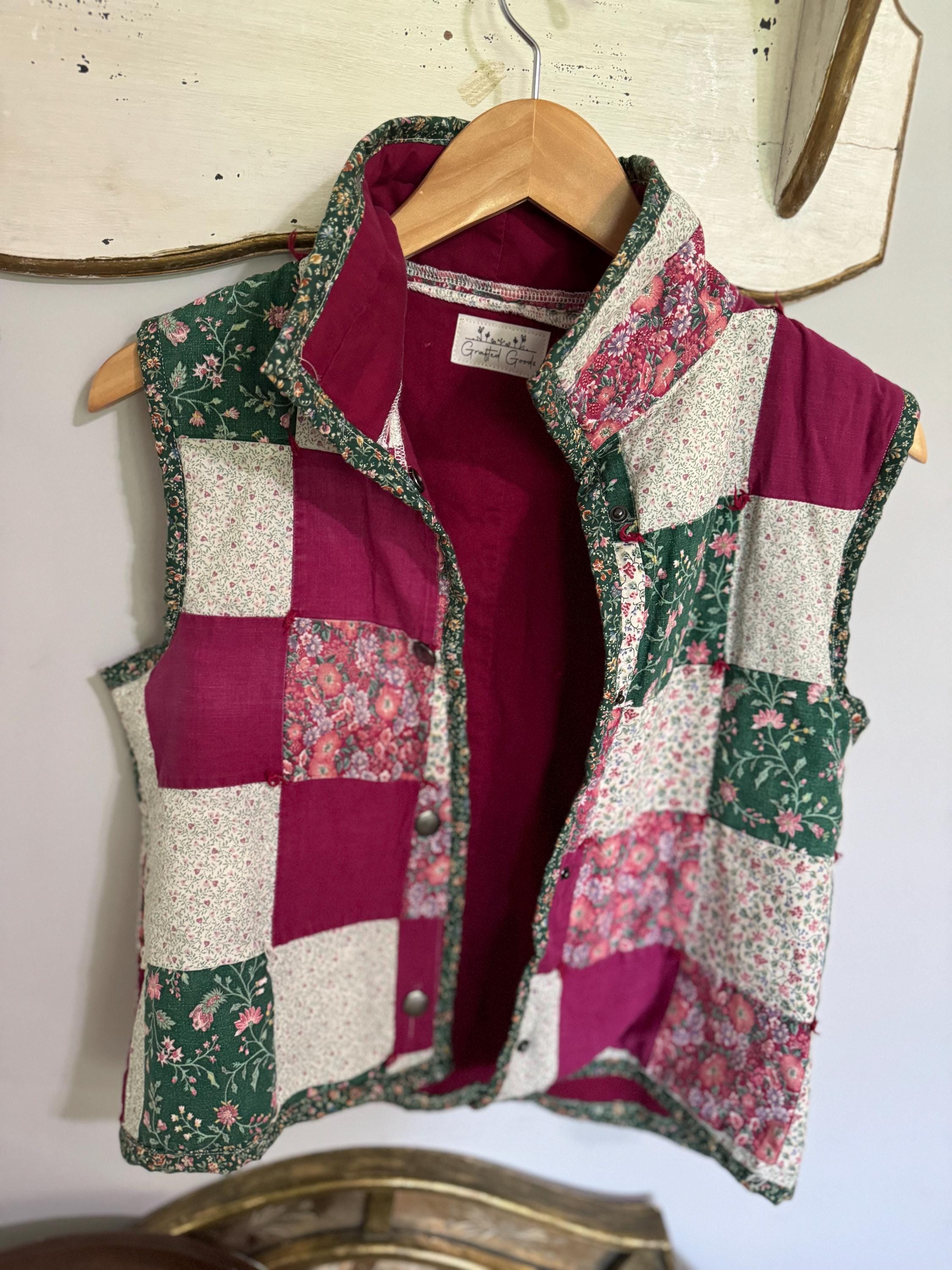 Floral Square Vintage Quilt Vest - Etsy