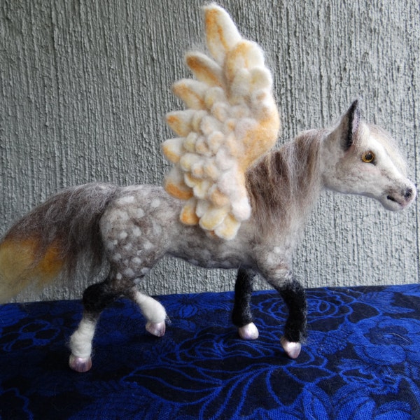 Pegaus Flying Horse Needle Felted Wool Animal  Created by Carol Rossi Just For You!