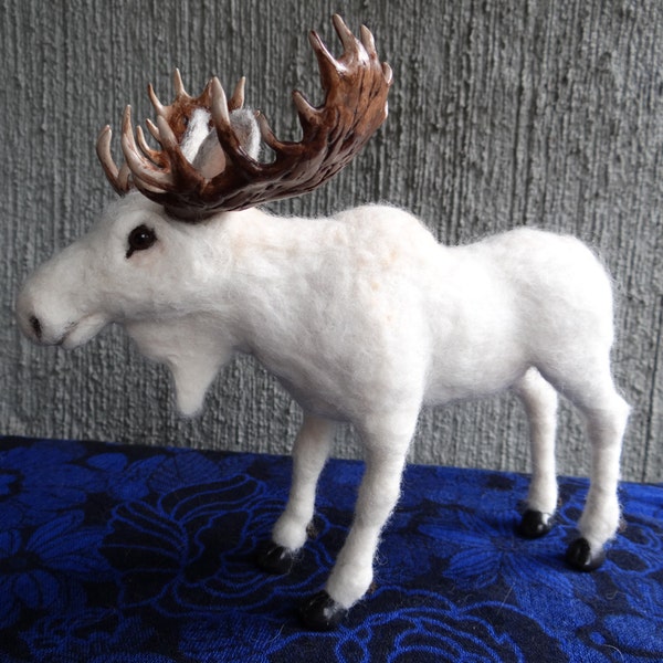 Bull Moose Needle Felted Wool Animal by Carol Rossi Created Just For You!