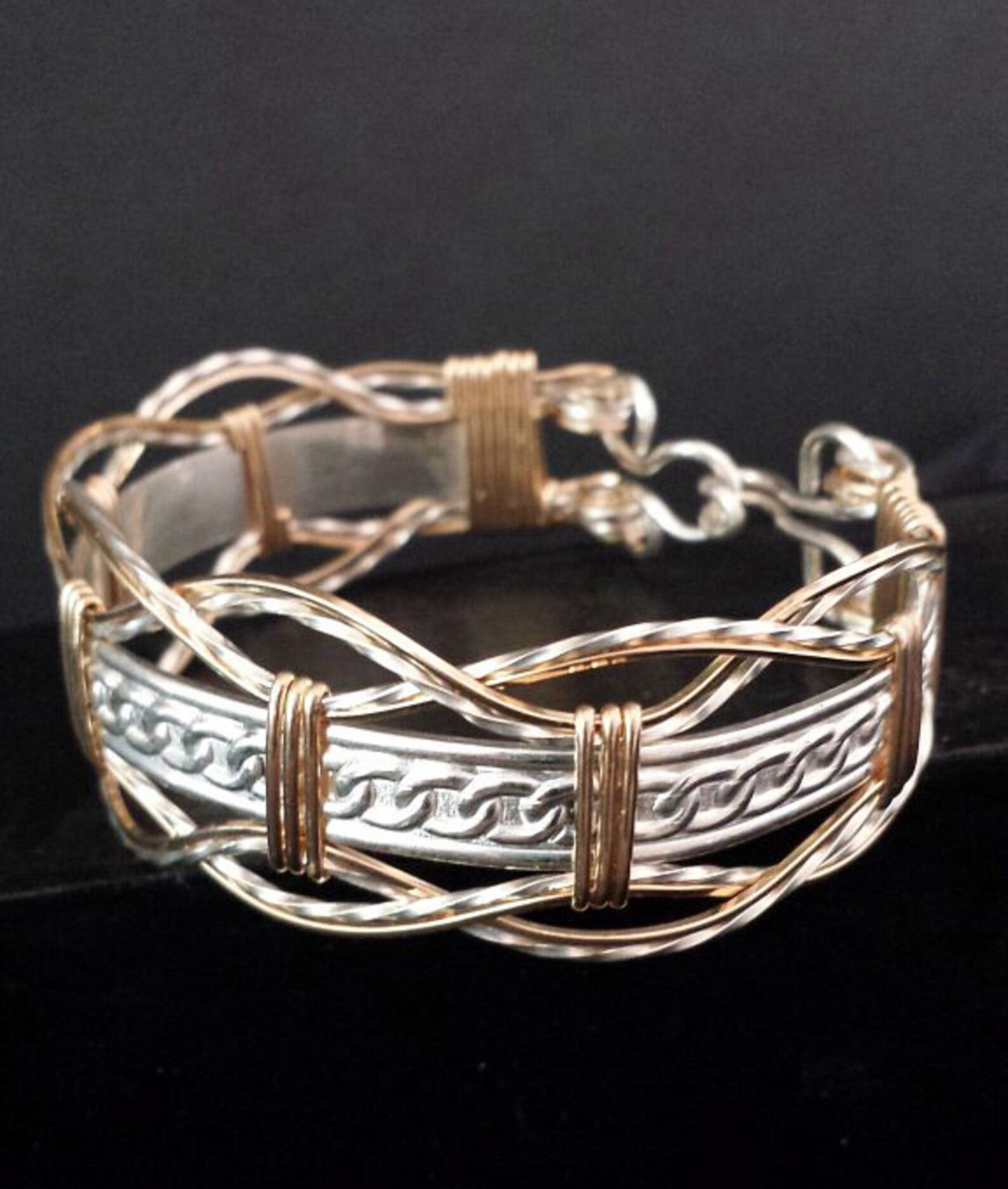 Sterling Silver and Gold Bracelet Silver and Gold Cuff Etsy
