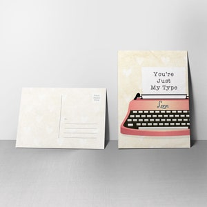 5 Just My Type Postcards - Valentine&#39;s Day Cards with Vintage Typewriter Design