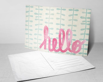 5 Hello Watercolor! Postcards - All-Occasion Greeting Cards with Hand-Lettered Watercolor Design