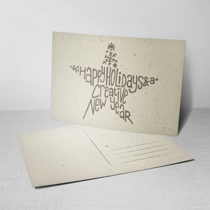 5 Happy Holidays & A Creative New Year Postcards - Holiday Greeting Cards with Hand-Lettered Design