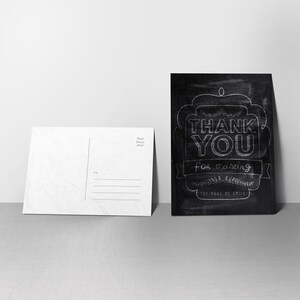 5 Danke für vorhandene Postkarten - Dankeskarten mit Tafel & Lorbeeren Design