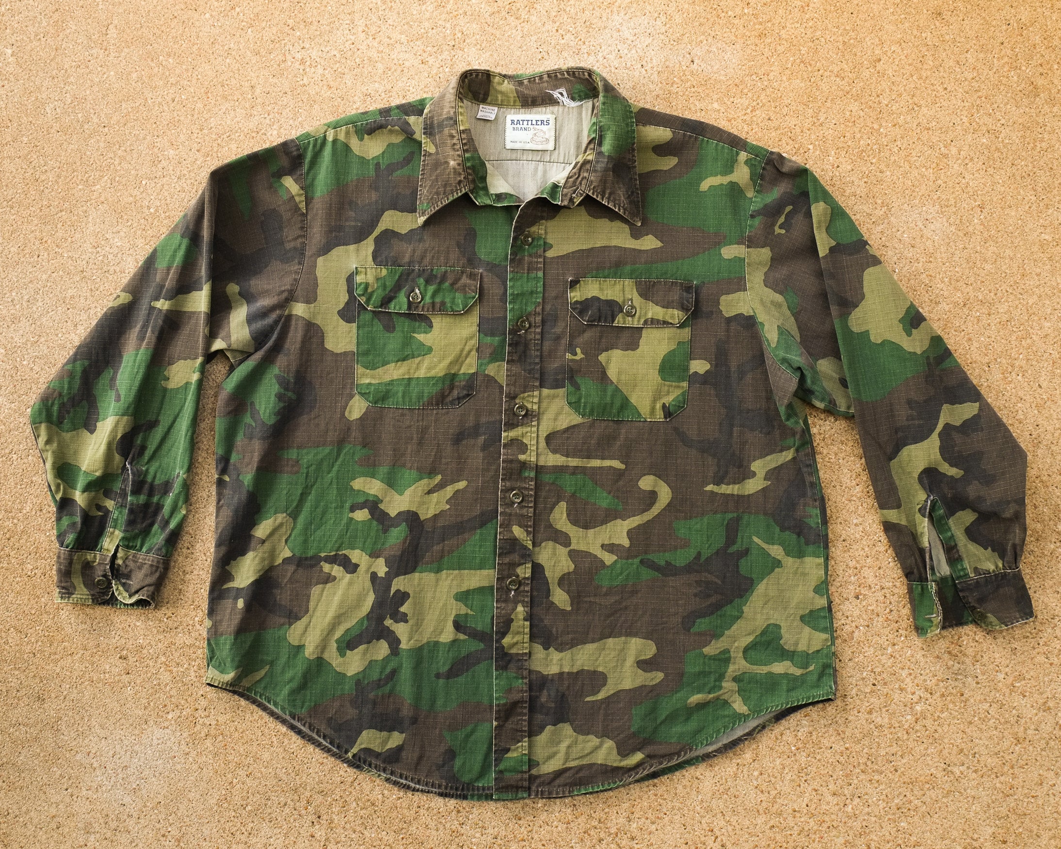 Vintage 60s Rattlers Brand Duck Camo Hunter Overshirt Jacket Made