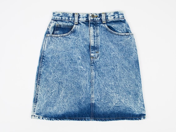 Size 26 Acid Wash Mini Skirt- Vintage Denim Mini S