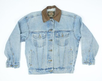 90s Jean Jacket XS to S Oversized Fit - Vintage 90s Jean