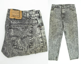 Size 35 Levi's 575 - Black Acid Wash 80s Levis 575 Jeans 35W 30L - 80s Levi's Jeans- Acid Wash Levis Jeans 35W 30L - Made in USA