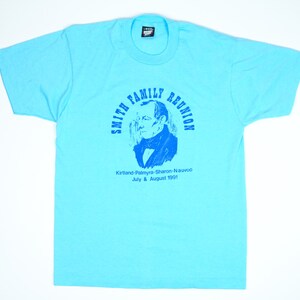 Joseph Smith Tshirt - 90s Mormon Tshirt L - LDS Church Tshirt Large - Smith Family Reunion - Teal Tshirt 90s Print Large