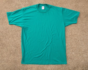 Turquoise Shirt XL - Vintage Turquoise T-shirt Extra Large - Teal - Aqua - Jerzees - Blank - Unbranded - Made in USA - Heavyweight 50/50