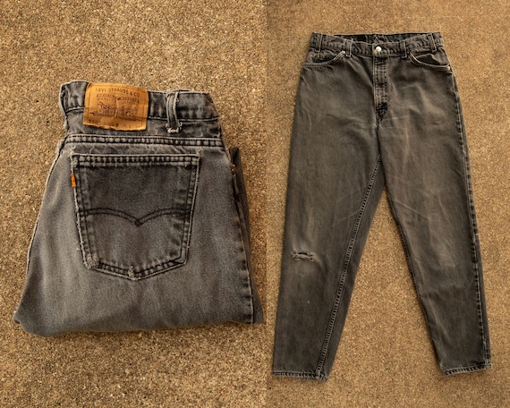 Size 35 Levis 550 Jeans - Distressed Black Vintag… - image 1