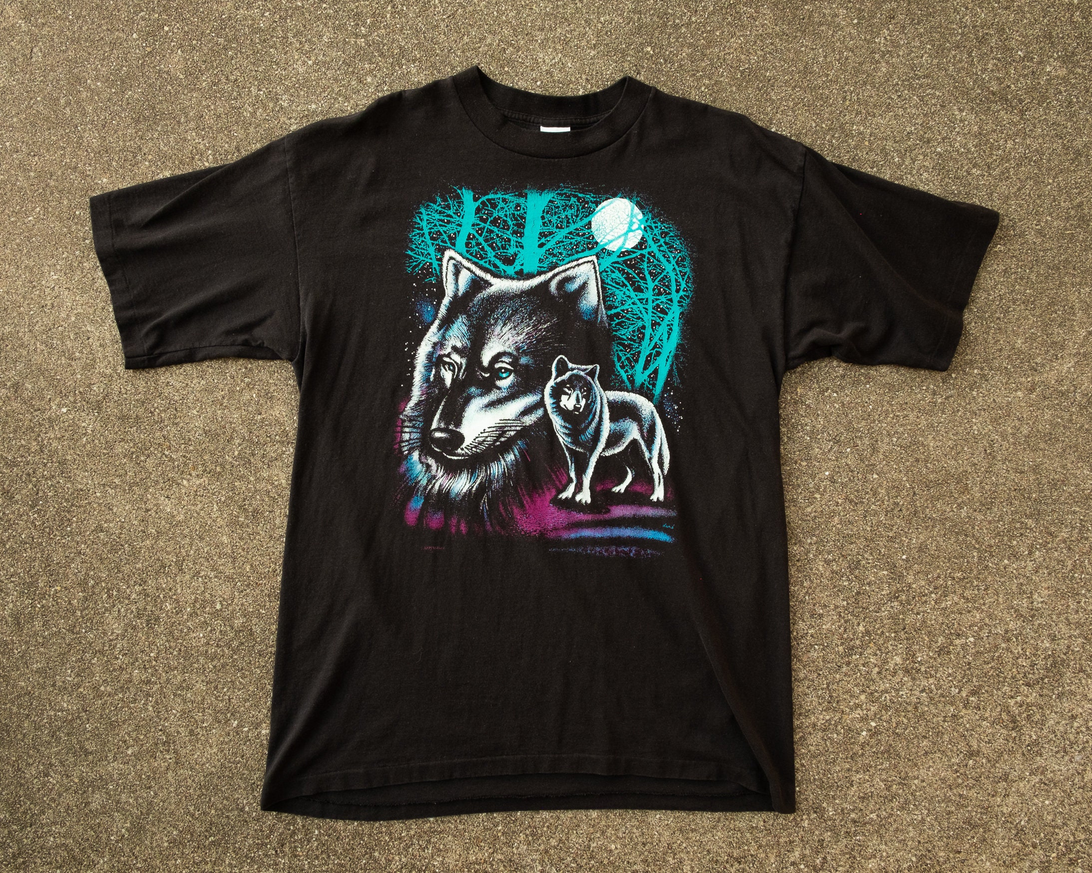 Wolf Shirt XL Vintage Wolves In The Moonlight T-Shirt Men's