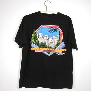 Mt Rushmore Shirt L - Mt Rushmore 50th Anniversary TShirt Size Large Black - Mount Rushmore Shirt - Fourth of July Shirt- USA Presidents 90s