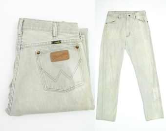 Wrangler Size 32 Jeans - Vintage Wranger Jeans 32W 35L - Distressed Jeans 32x35- Gray - Distressed Denim- Vintage Jeans Men- 35 Waist