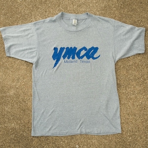 80s YMCA Shirt L - Vintage 80s Midland Texas YMCA T-Shirt Large - Gray YMCA T-Shirt - 50/50 Cotton Polyester- Vintage Gym Shirt L- Medallion