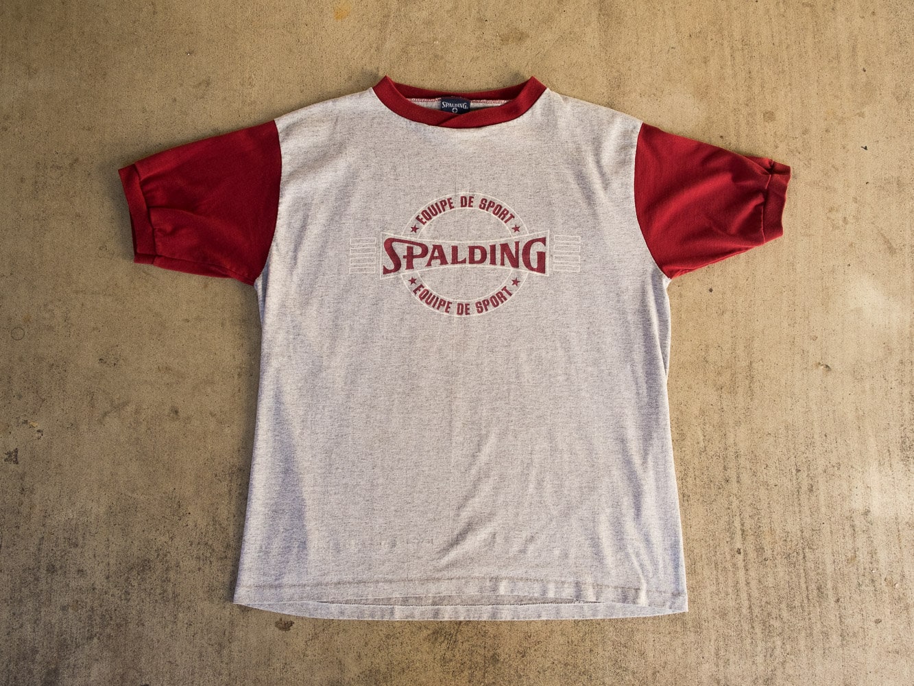 80s Spalding Shirt - Vintage Spalding Shirt L/XL - Red and Gray - Equipe De Sport - 80s Sportswear - Vintage Spalding T-Shirt L/XL