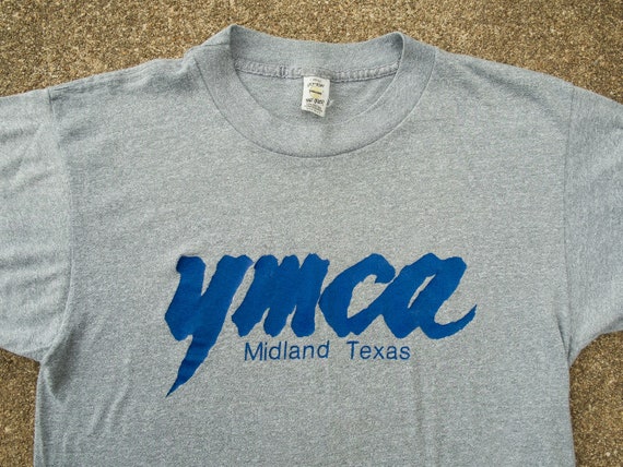 80s YMCA Shirt L Vintage 80s Midland Texas YMCA T-shirt Large Gray