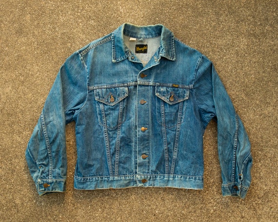 Wrangler Jean Jacket L - 70s Vintage Wrangler Jea… - image 1