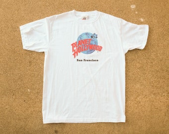 T-shirt Vintage Planet Hollywood Las Vegas - Années 90 - Taille XL - 100% Coton - Occasion Très Bon État