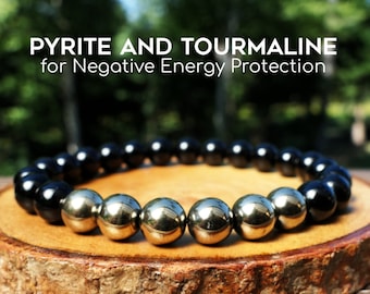 Pyrite and Black Tourmaline Bracelet for Positive Energy and Manifestation by Rock My Zen