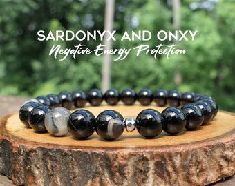 Black Sardonyx and Onyx for Negative Energy Protection by Rock My Zen