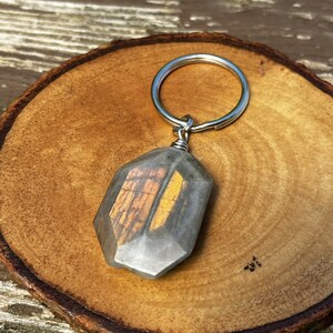 Flashy Labradorite Minimalist Keychain for Negative Energy Protection by Rock My Zen