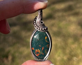 NEW ITEM!  OOAK Bloodstone Jasper Pendant for Mental Clarity and Focus with Free Cord by Rock My Zen - Added 04/22/24