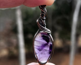 NEW ITEM!  February Birthstone Aquarius Stone - Small Amethyst Wirewrapped Pendant with optional cord by Rock My Zen - Added 11/20/23