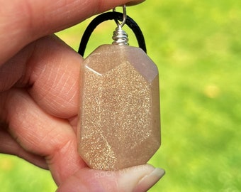 NEW ITEM!  Silver Fill Sunstone Pendant with optional chain by Rock My Zen - Added 04/24/24